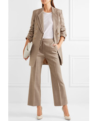 Stella McCartney Cropped Checked Wool Flared Pants Camel
