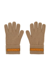 Burberry Beige Cashmere Logo And Kingdom Gloves