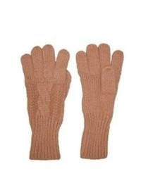 Fownes Soft Sleek Tan Cable Knit Gloves