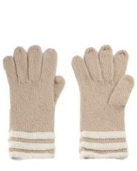 Fownes Soft Tan Ivory Stripes Knit Gloves
