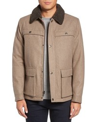 Kenneth Cole New York Faux Shearling Collar Wool Blend Jacket