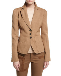 Tom Ford Notch Lapel Three Button Fitted Jacket Sand