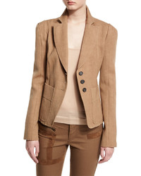 Tom Ford Notch Lapel Three Button Fitted Jacket Sand