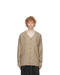 House Of The Very Islands Brown Wool V Neck Shirt