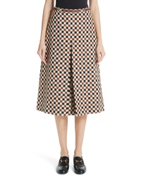 Tan Wool Midi Skirt