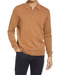 Nordstrom Tech Smart Polo Sweater In Brown Bear Heather At
