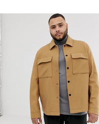 ASOS DESIGN Plus Unlined Wool Mix Jacket In Camel