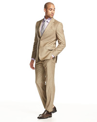 Hickey Freeman Classic Fit Lindsey Two Piece Sharkskin Suit Brown