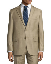 Hickey Freeman Classic Wool Two Piece Suit Beige