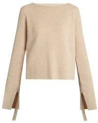 Helmut Lang Ruched Sleeved Wool And Cashmere Blend Sweater
