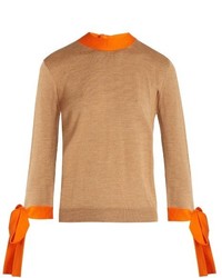 MSGM Tie Back Bi Colour Wool Sweater