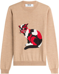 MSGM Wool Fleece Pullover With Cat
