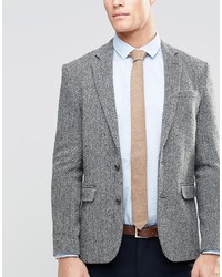 Asos Brand Tie In Camel Texture With Frayed Edge In Wool Mix