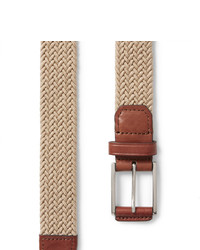Michael Kors Michl Kors 4cm Beige Leather Trimmed Woven Elasticated Belt