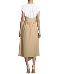 3.1 Phillip Lim Cap Sleeve Gathered Front Cotton Woven Dress