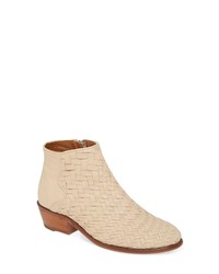 Tan Woven Leather Ankle Boots