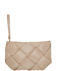 Tan Woven Leather Clutch
