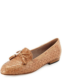 Tan Woven Leather Loafers