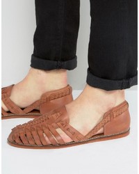 Tan Woven Leather Sandals