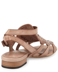 Sesto Meucci Gala Woven Leather Flat Sandal Natural