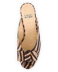 Stuart Weitzman Candy Zebra Print Woven Bow Slide Sandal