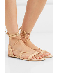 Cult Gaia Sienna Woven Raffia And Leather Sandals