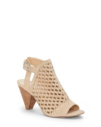 Tan Woven Suede Heeled Sandals