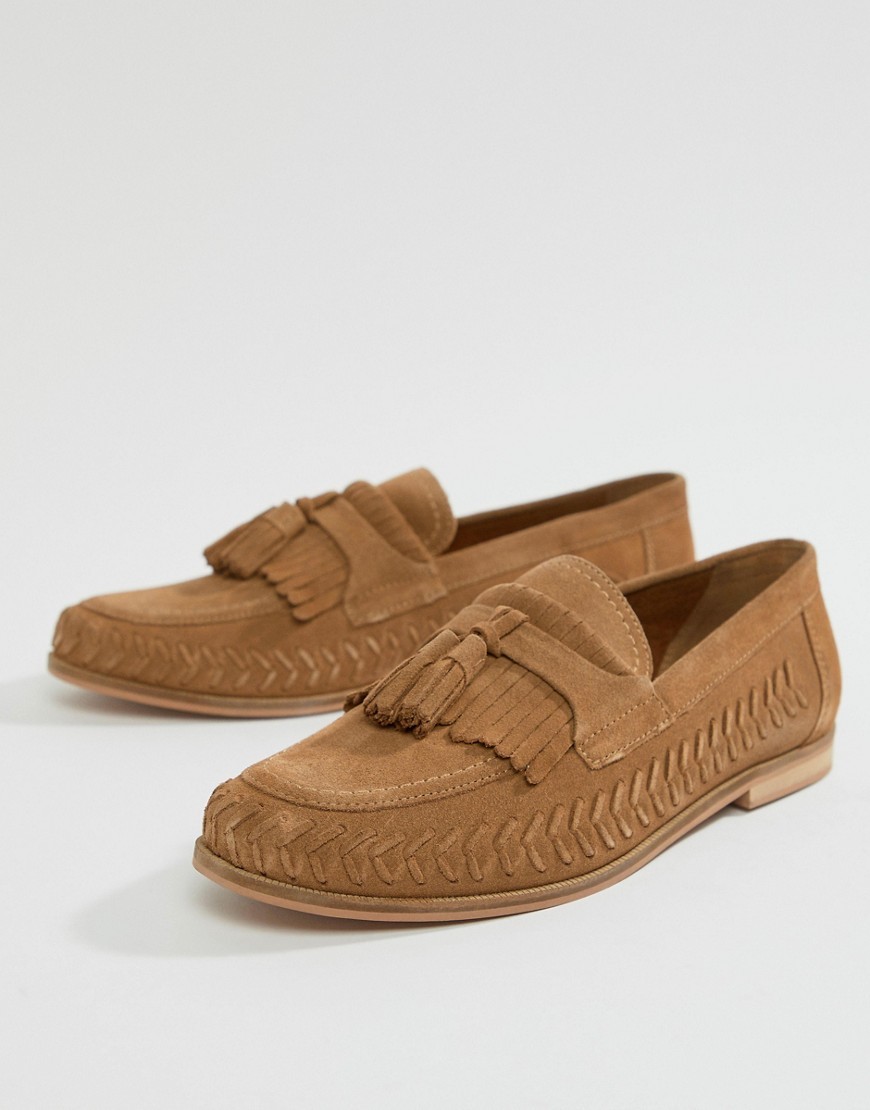 woven suede loafers