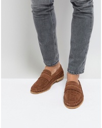Silver Street Woven Loafers In Tan Suede