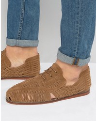 Tan Woven Suede Sandals
