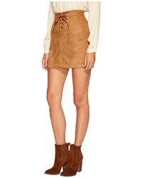 BB Dakota Jack By Darling Woven Suede Lace Up Skirt Skirt
