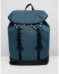 ASOS DESIGN Backpack In Green With Double Strap And Coloured Drawcord