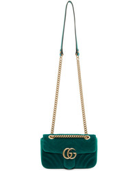 Gucci Blue Velvet Mini Gg Marmont 20 Bag