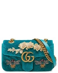 Gucci Mini Gg Marmont Matelasse Velvet Shoulder Bag
