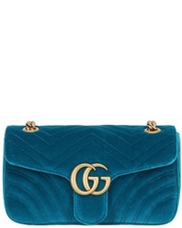 Gucci Small Gg Marmont 20 Velvet Shoulder Bag