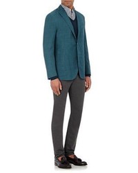 Boglioli Micro Checked Windowpane Sportcoat Blue Turquoise Size 48