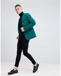 ASOS DESIGN Super Skinny Blazer In Dark Green Jersey