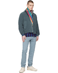 Ps By Paul Smith Blue Zip Bomber Jacket