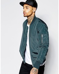 Asos Bomber Jacket With Ma1 Pocket In Teal