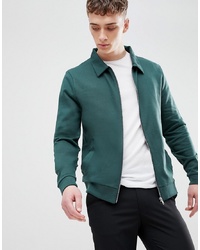 ASOS DESIGN Jersey Harrington Jacket In Green
