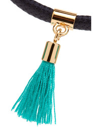 Chloé Gold Tone And Tasseled Cotton Bracelet Turquoise