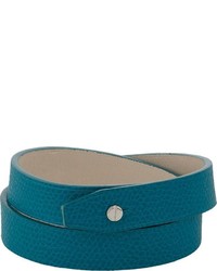 Valextra Leather Wrap Bracelet Turquoise