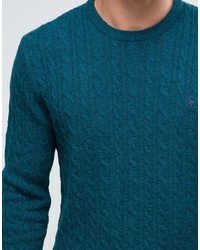 Jack Wills Merino Sweater In Cable Teal