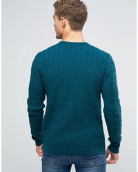 Jack Wills Merino Sweater In Cable Teal