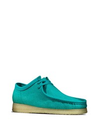 Teal Canvas Derby Shoes