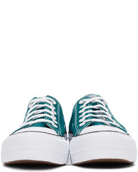 Converse Green Color Platform Chuck Taylor Low Sneakers