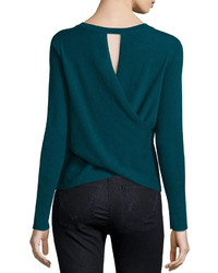 Halston Heritage Cashmere Sweater With Keyhole Detail Spruce