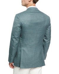 Brioni Check Wool Silk Sport Coat Light Green