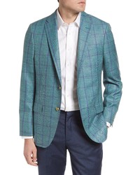 Hickey Freeman Plaid Wool Blend Sport Coat In Green At Nordstrom