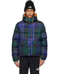Teal Check Puffer Jacket